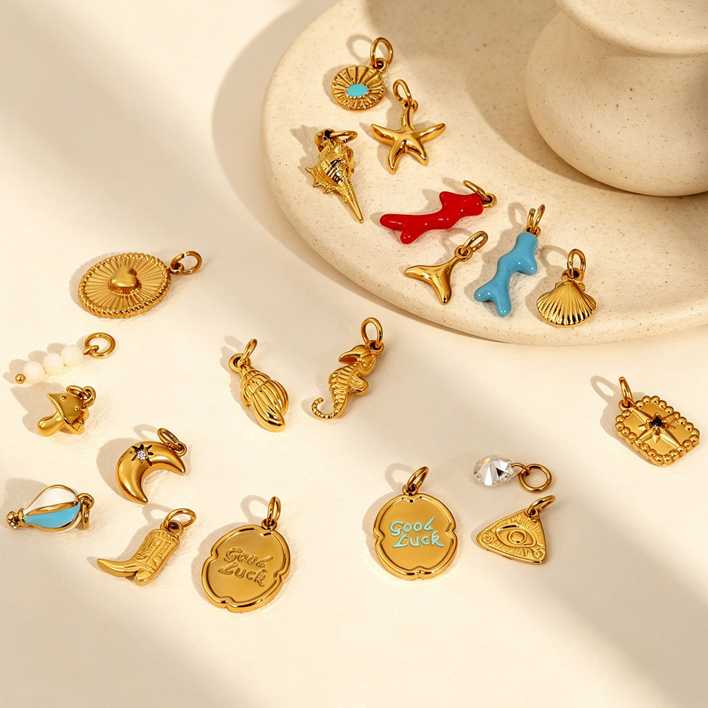 Damen hochwertiger Muschelanhänger aus goldplattiertem Edelstahl Shop Nory