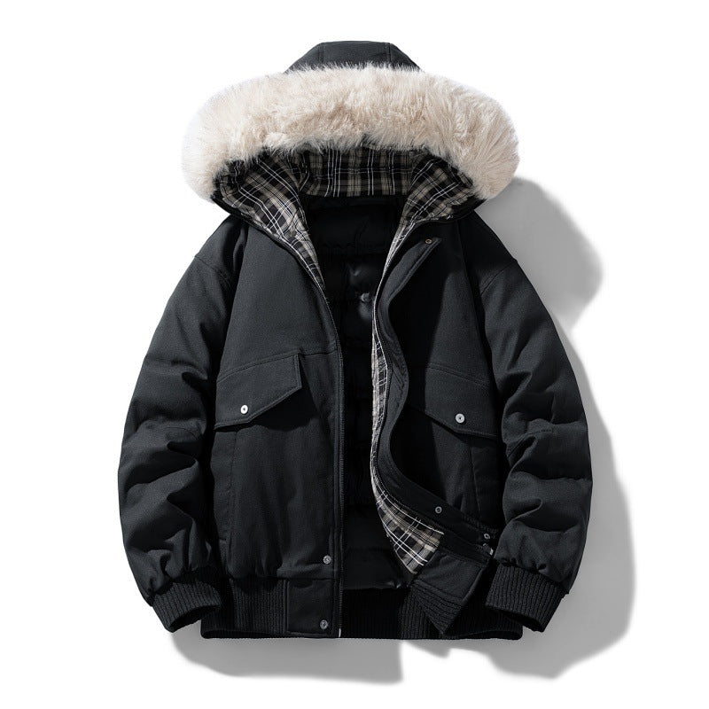Herren Kurzparka mit wattierter Innenlage, abnehmbarer Kapuze und aufgesetzten Pattentaschen Shop Nory