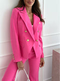 Damen Eleganter Blazer mit doppelter Knopfleiste und goldenen Details Shopnory