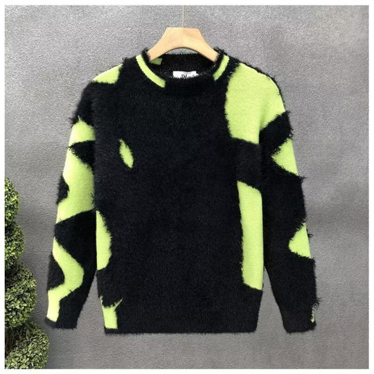 Unisex Flauschiger Oversize-Strickpullover mit abstraktem Destroy-Detail und Strukturmix Shop Nory