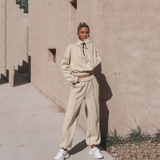 Damen kurzes Sweatshirt mit halbem Reißverschluss und elastischem Saum Shop Nory