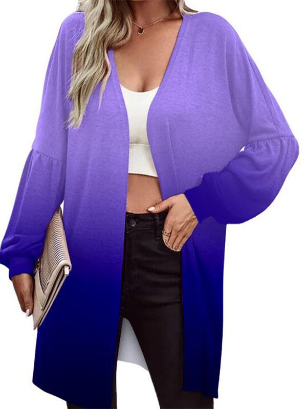 Damen Leichter Offener Longcardigan mit Federmotiv und Oversize-Ärmeln Shop Nory