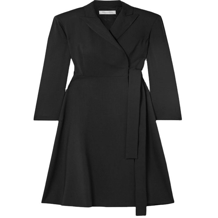 Damen Wickel‑Midikleid‑Mantel im Tailoring mit Schalkragen und Bindegürtel Shop Nory