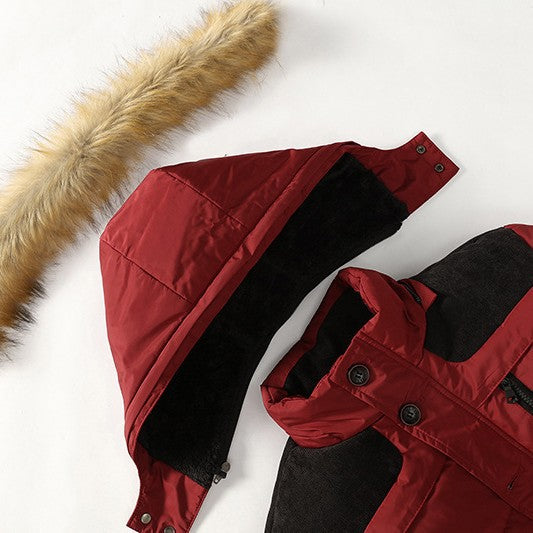 Herren Thermo-Steppparka mit Kapuze, Kunstfellbesatz und Fleece-Innenfutter Shop Nory