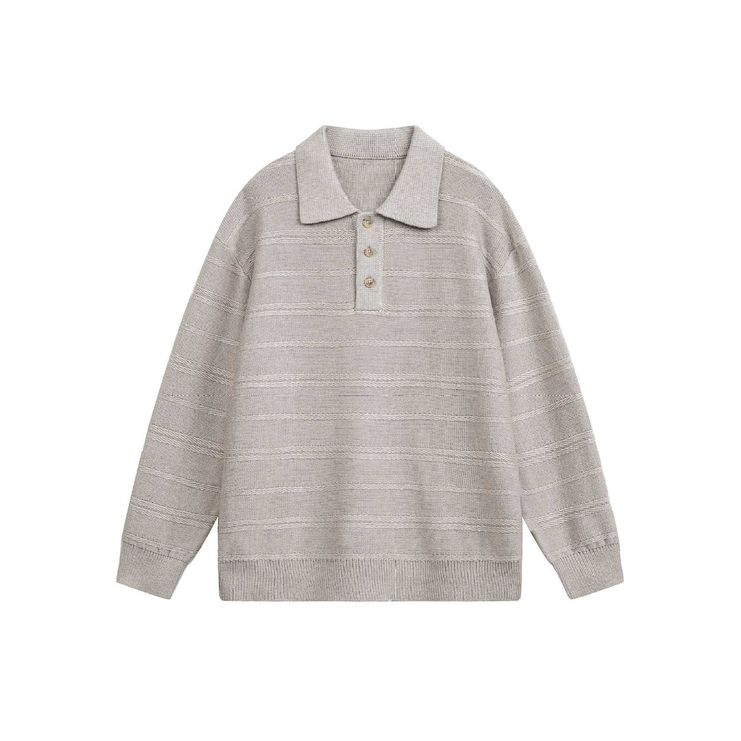 Unisex Strick-Polo mit Strukturstreifen und drei-Knopf-Leiste Shop Nory