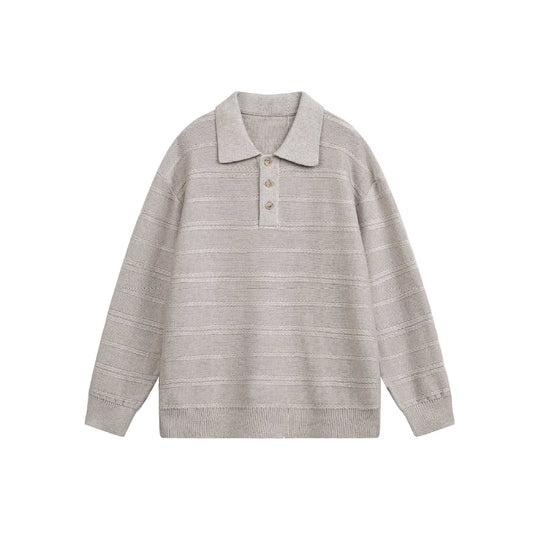 Unisex Strick-Polo mit Strukturstreifen und drei-Knopf-Leiste Shop Nory