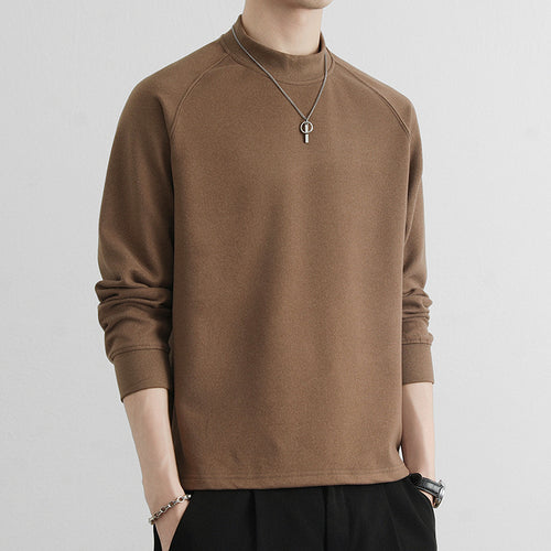 Herren Minimalistisches Mockneck-Sweatshirt aus Tech‑Fleece mit Raglanärmeln Shop Nory