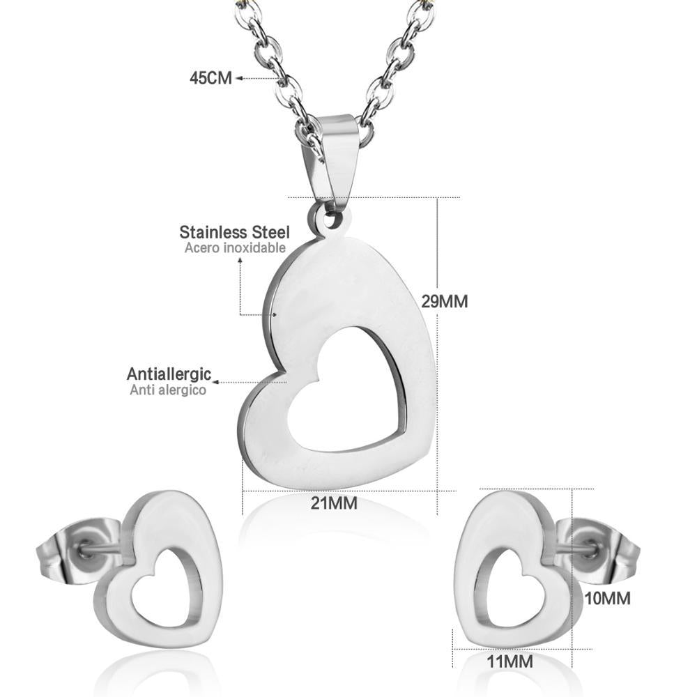Damen Schmuckset mit Herzanhänger und Ohrringen aus hochwertigem Edelstahl Shop Nory