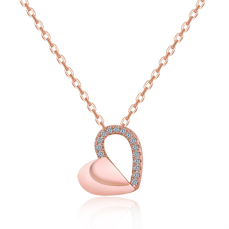 Damen Herzanhänger-Halskette aus hochwertigem Edelstahl mit funkelnden Zirkonia-Elementen Shop Nory