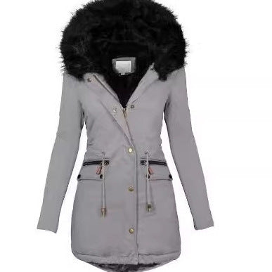 Damen Slim-Fit Thermo-Parka mit voluminöser Kunstfellkapuze und Tunnelzug Shop Nory
