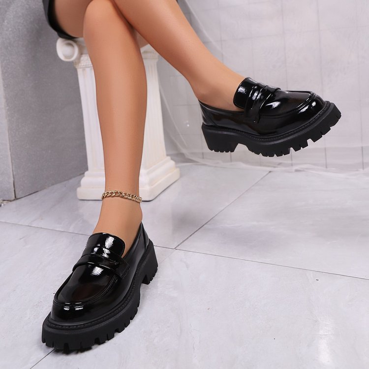Damen Modische Lacklederschuhe mit robustem Profil