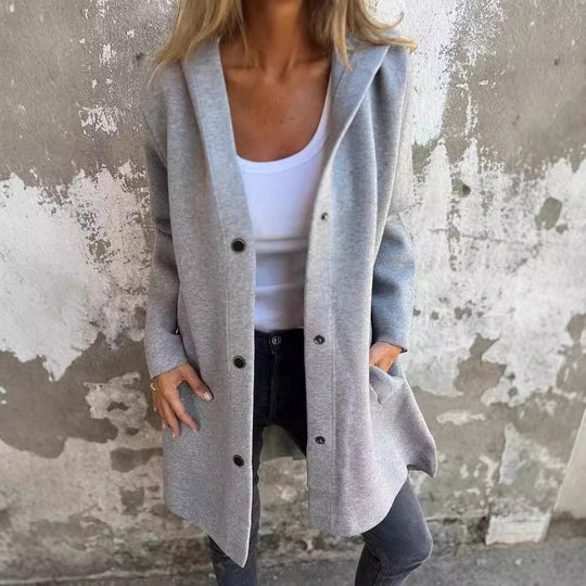 Damen Kapuzen‑Mantel mit Druckknöpfen und Oversize‑Silhouette Shop Nory
