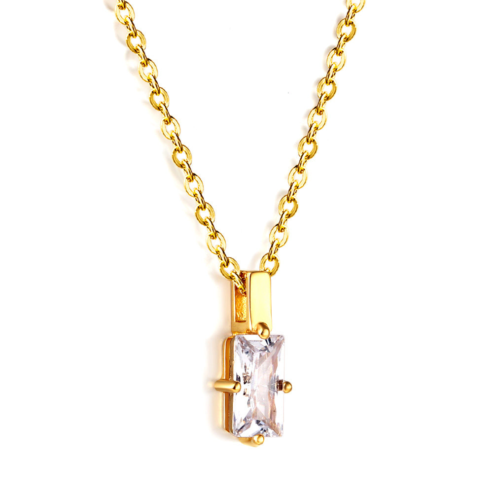 Damen Halskette mit funkelndem Anhänger aus Edelstahl und goldplattiertem Design Shop Nory
