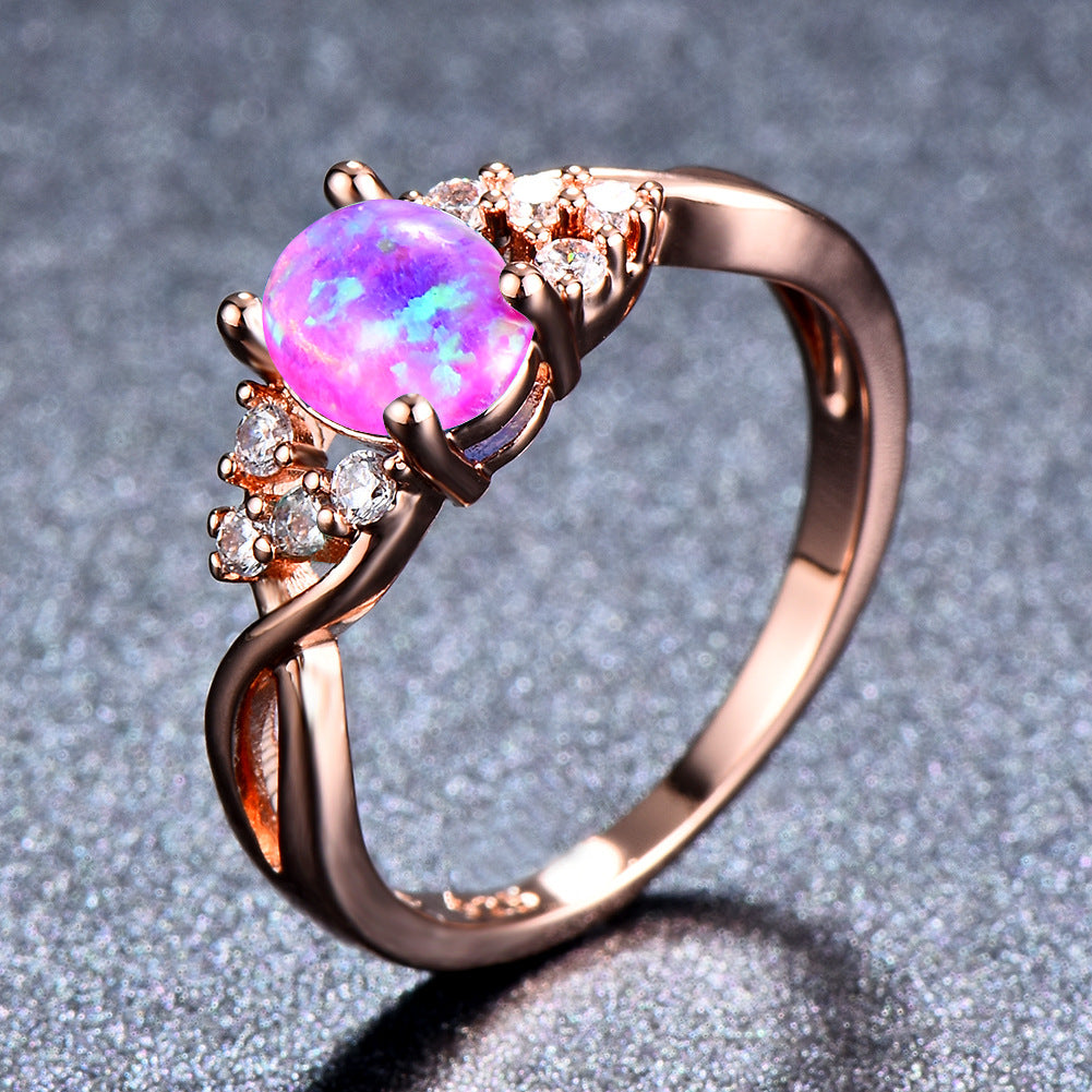 Damen Ring mit schimmerndem Opal und filigranen Zirkonia-Details Shop Nory