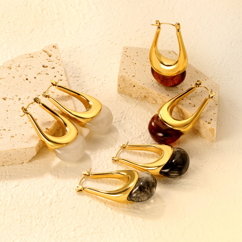 Damen Hängende Ohrringe mit elegantem Goldüberzug und perlmutternem Design Shop Nory