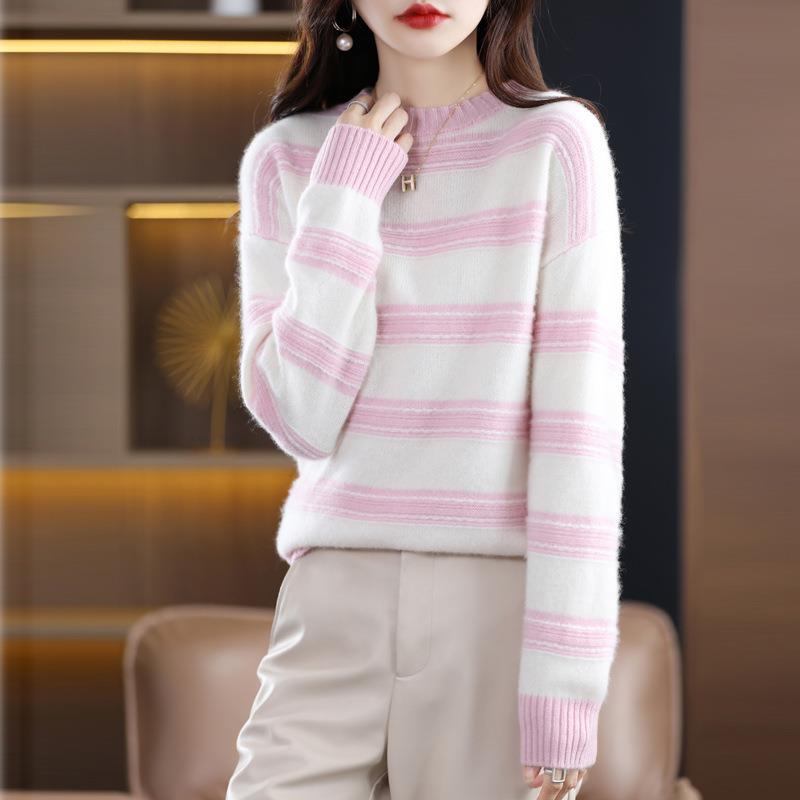 Damen Weicher Streifenpullover im Mohair‑Look mit kastenförmiger Silhouette Shop Nory
