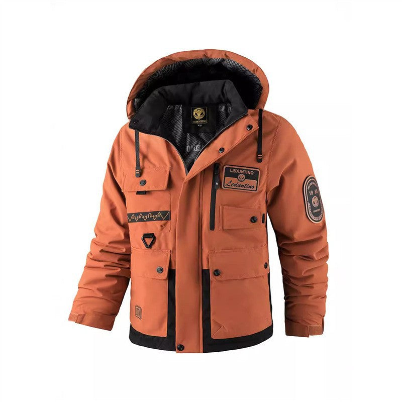 Herren Multifunktionale Fieldjacke mit Kapuze und Multi‑Taschen, wetterfeste Softshell‑Utilityjacke Shop Nory