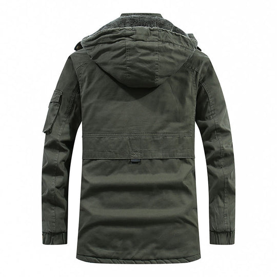 Herren winddichter Canvas-Parka mit kuscheliger Teddyfleece-Fütterung und funktionaler Kapuze Shop Nory