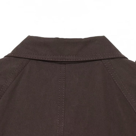 Damen Kurzer Trenchcape mit Taillengürtel, Epauletten und aufgesetzten Taschen Shop Nory