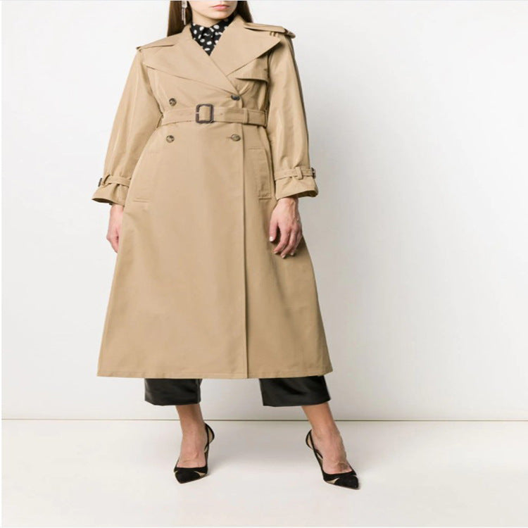 Damen Midilanger Trenchcoat im A‑Linien‑Schnitt mit Taillengürtel und Epauletten Shop Nory