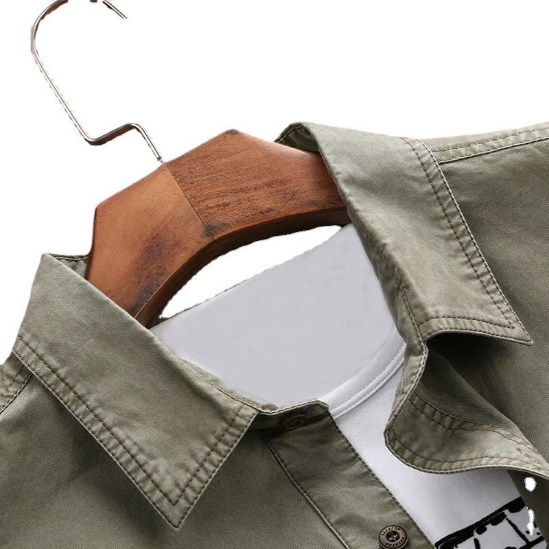 Herren Longline Canvas-Overshirt im Utility-Stil mit Brustpattentaschen Shop Nory