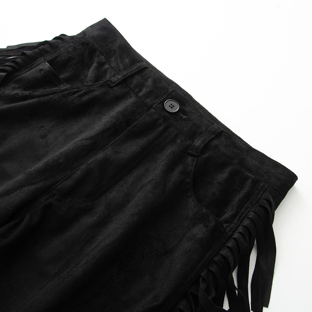 Damen Weite Highwaist-Hose mit seitlichen Fransen und weitem Bein Shop Nory