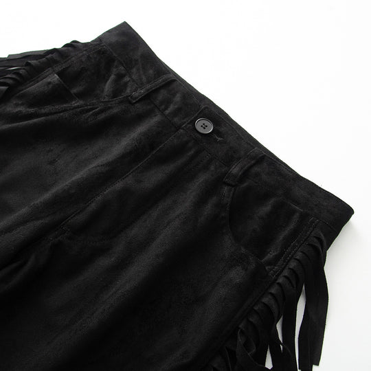 Damen Weite Highwaist-Hose mit seitlichen Fransen und weitem Bein Shop Nory