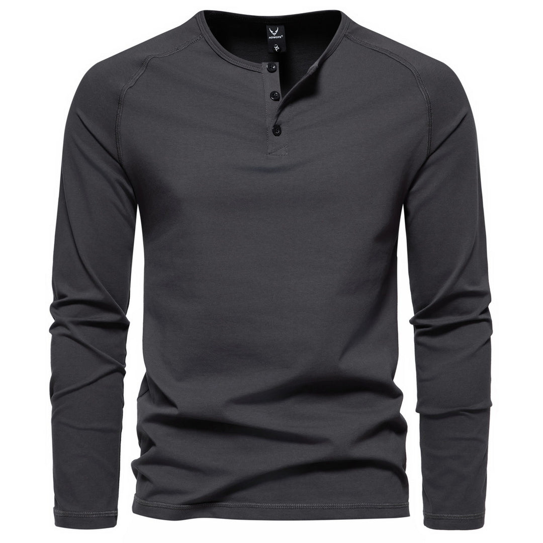 Herren Slim-Fit Baumwoll-Mix Henleyshirt mit Knopfleiste Shop Nory