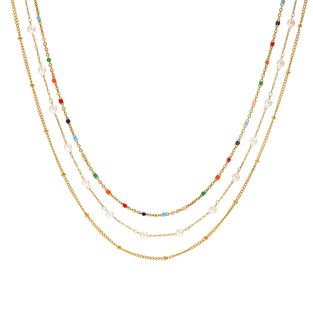 Damen mehrlagige Kette mit bunten Perlen Shop Nory