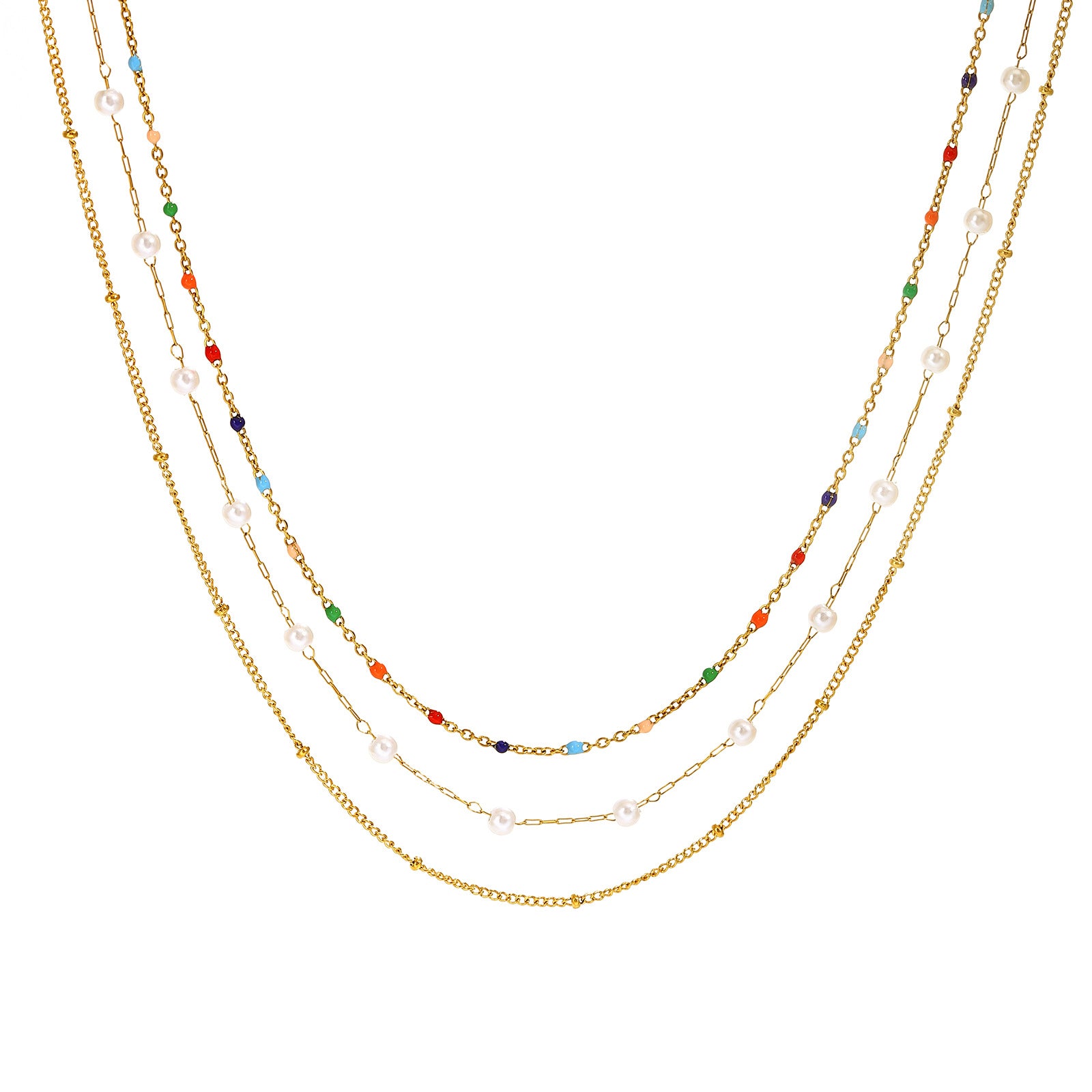 Damen mehrlagige Kette mit bunten Perlen Shop Nory