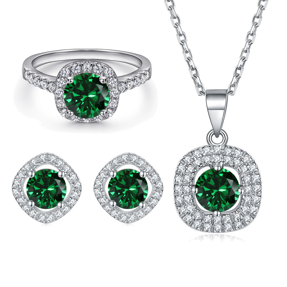 Damen Verlobungsring mit elegantem quadratischem Aquamarin und Zirkonia-Besatz Shop Nory