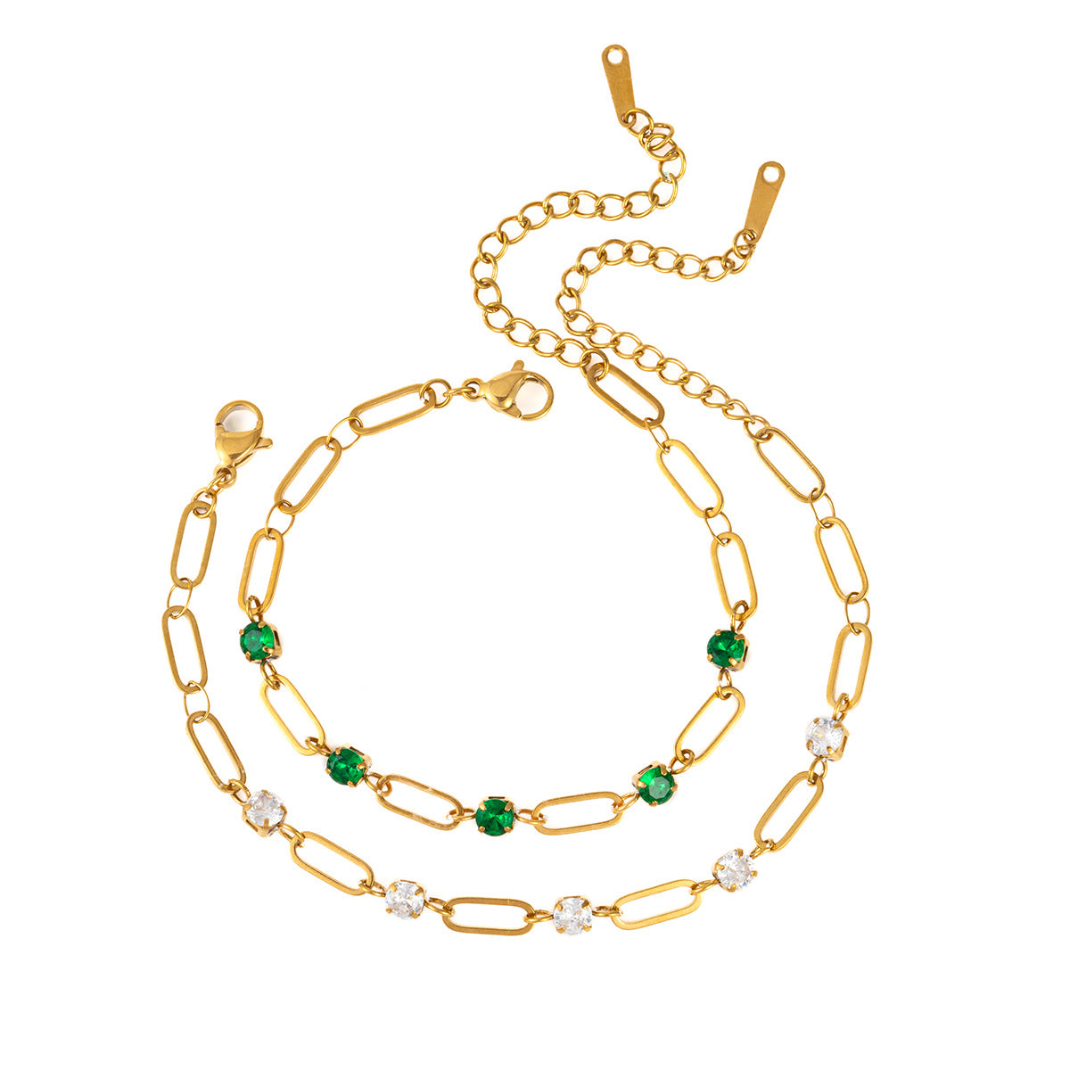 Damen Armband mit funkelnden grünen Kristallen und eleganter Edelstahlverarbeitung Shop Nory