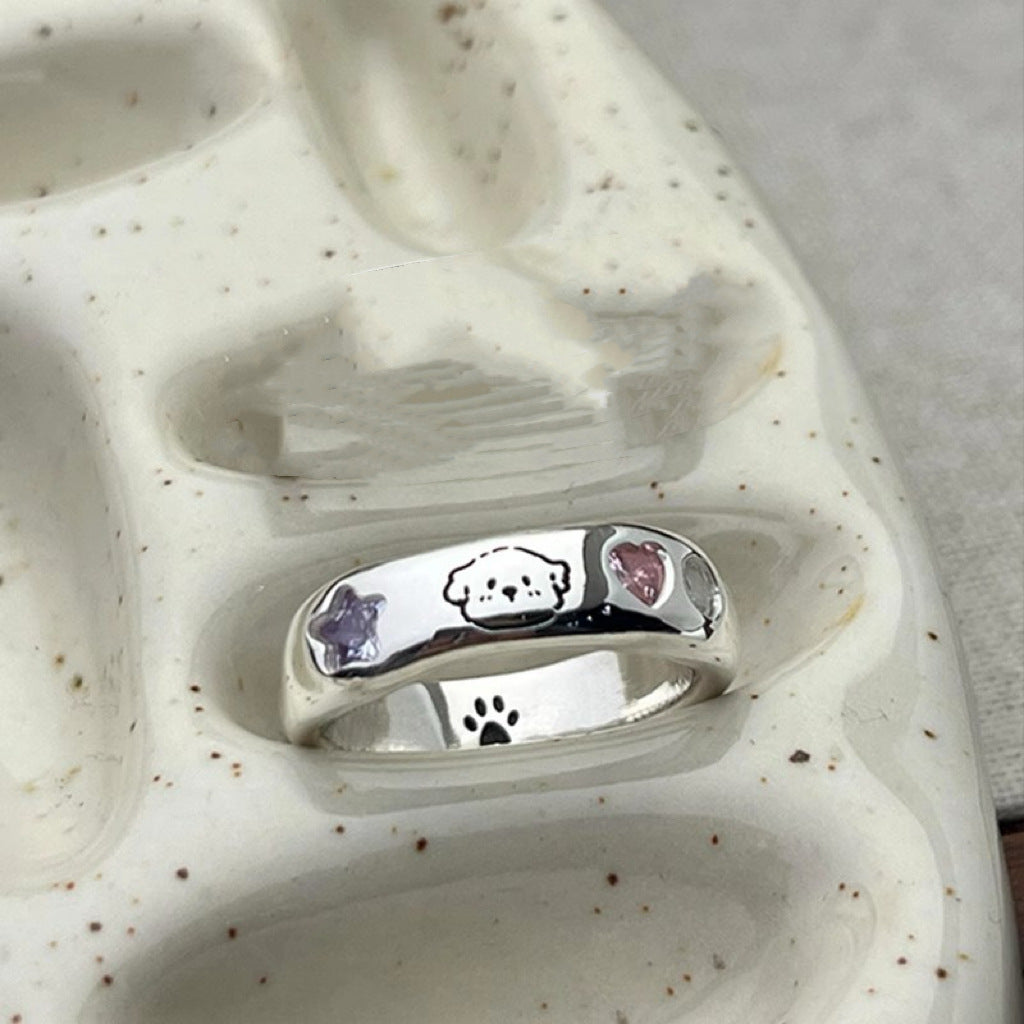 Damenring mit süßem Tiermotiv und bunten Edelsteinakzenten Shop Nory