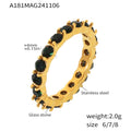 Damen Edelstahlring mit funkelnden, schwarzen Glassteinen Shop Nory