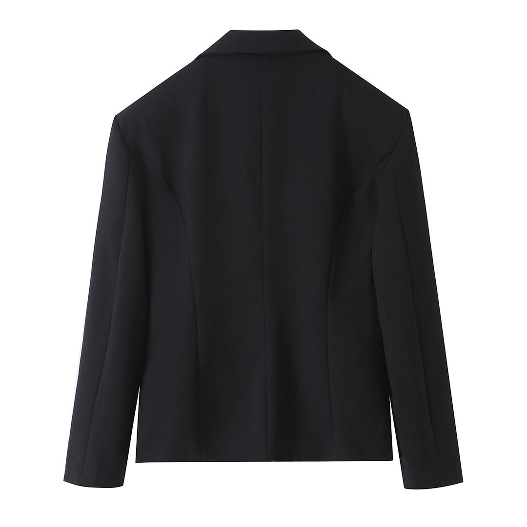 Damen Taillierter Kurzblazer mit dekorativem Metallknopf und Pattentaschen Shop Nory
