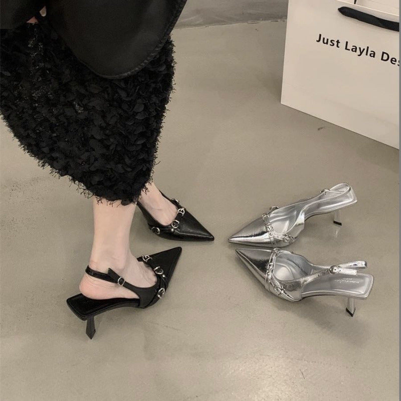 Damen Slingback High Heels mit eleganter Schnallenverzierung