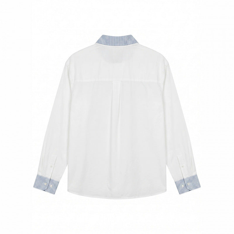 Unisex Oversize Baumwoll-Hemd mit kontrastiertem Vichykaro-Kragen und Manschetten Shop Nory