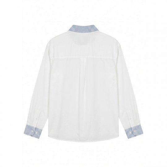 Unisex Oversize Baumwoll-Hemd mit kontrastiertem Vichykaro-Kragen und Manschetten Shop Nory