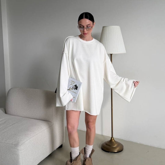 Damen Oversized Sweaterkleid mit weiten Trompetenärmeln Shop Nory