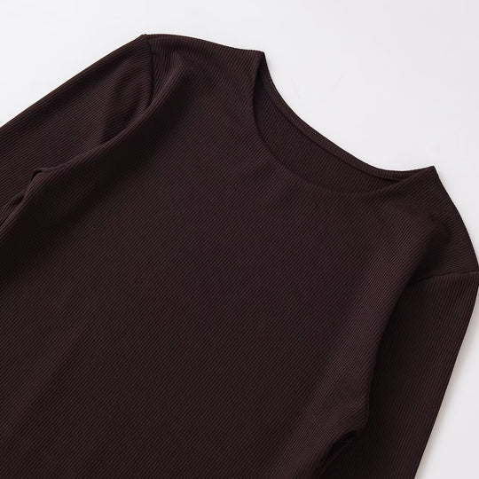 Damen Enganliegendes Rippstrick-Longsleeve mit ausgestellten Glockenärmeln Shop Nory