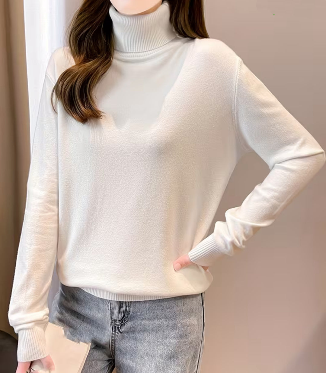 Damen Rollkragenpullover mit überschnittener Passform und gerippten Bündchen Shop Nory