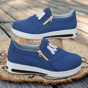 Damen Slip-On Plateau-Sneaker mit dekorativem Metall-Reißverschluss und Logo-Applikation Shop Nory