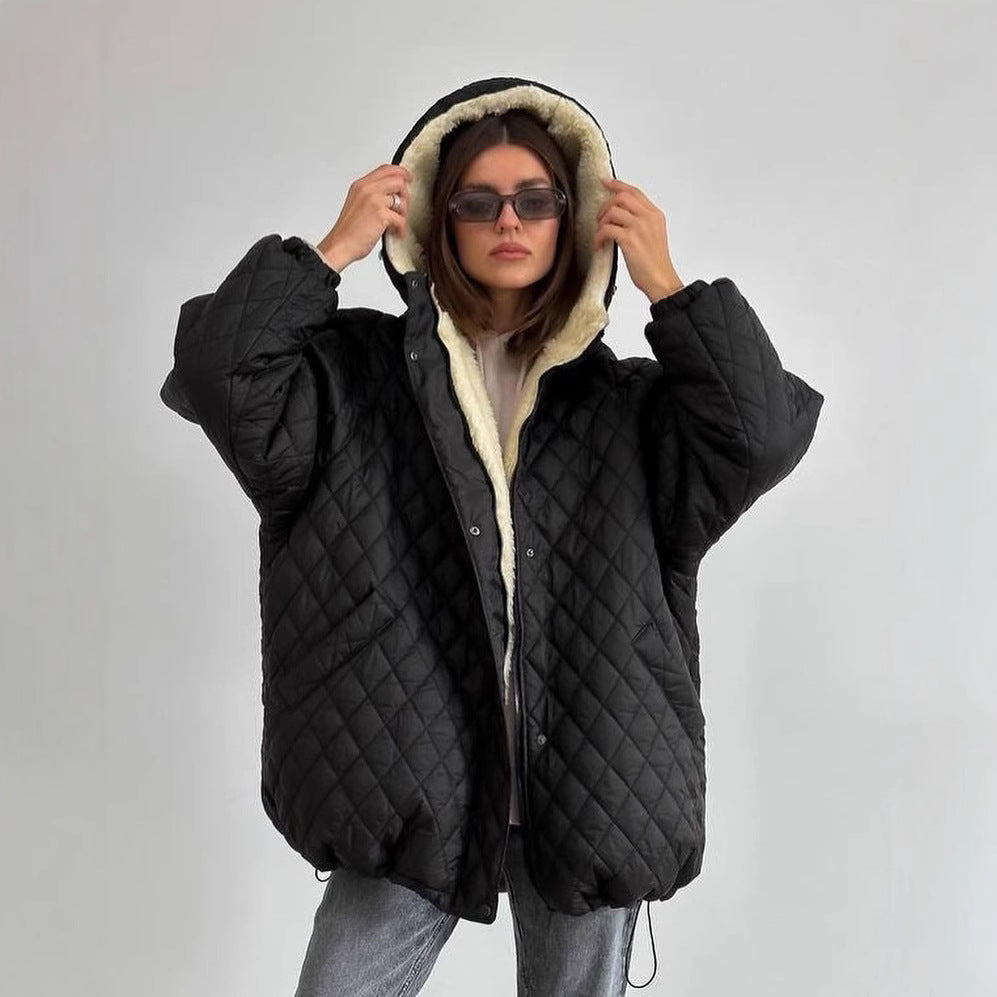 Damen Oversize Steppjacke mit Teddyfutter und Kapuze Shop Nory