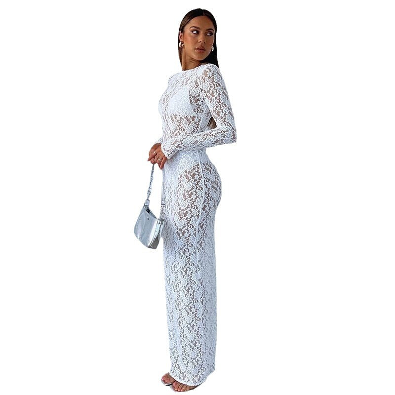 Damen Spitzenkleid mit langen Ärmeln