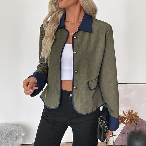 Damen Modische Blazerjacke mit kontrastierenden Ärmeln Shop Nory
