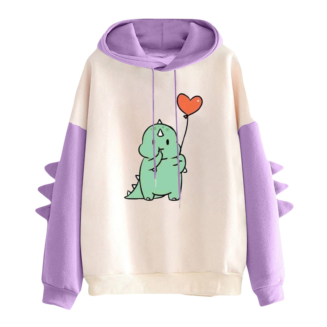 Damen nan Kapuzenpullover mit niedlichem Dinosaurierprint und dreidimensionalen Stacheln Shop Nory
