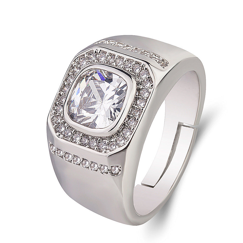 Damen Schmuckring mit quadratischer Zirkonia und eleganter Fassung Shop Nory