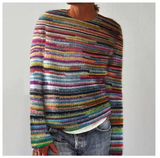 Damen nan bestickter Strickpullover mit reliefartiger Blumenstickerei und Rundhalsausschnitt Shop Nory