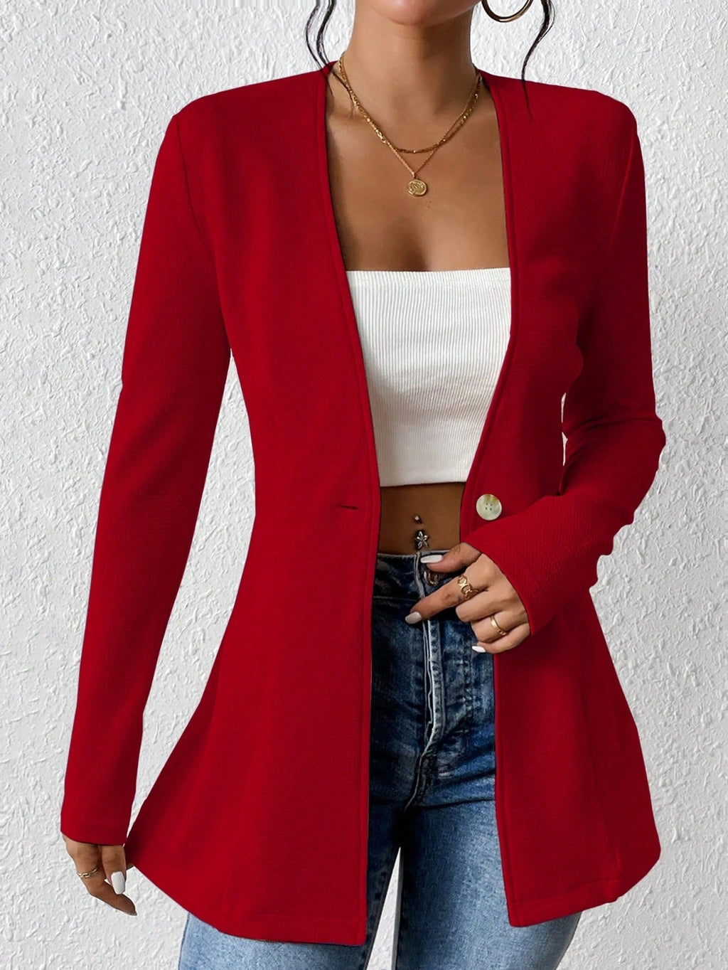Damen elegante Blazerjacke mit asymmetrischem Schnitt