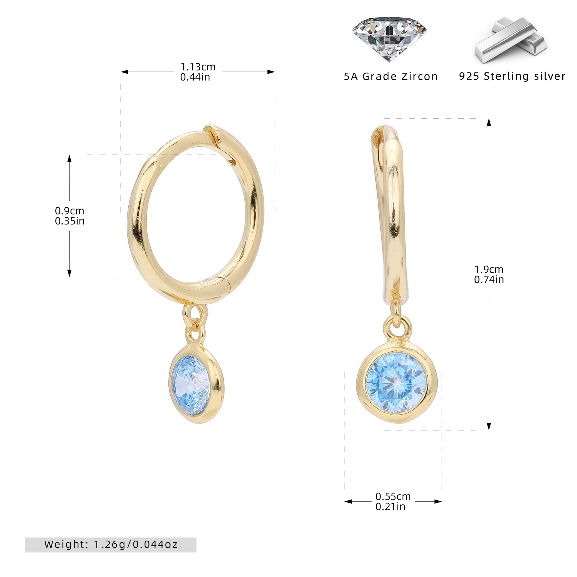 Damen Ohrhänger mit Smoky Zirkon-Anhängern aus hochwertigem 925 Sterling Silber Shop Nory